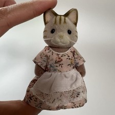 S237 Vintage Epoch Sylvanian Families Calico Critters Stripped Cat Mother