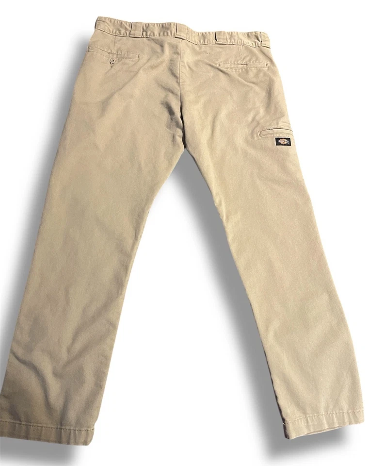 Calça Dickies masculina 40x30 cáqui joelho duplo magra perna reta elástica 85283BK - Imagem 2 de 4