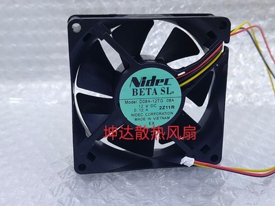 1 pcs    Fan D08A-12TG 08A  DC12V 0.12A 8025 8CM  3 wire cooling fan *yt