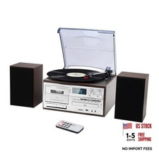 10 in 1 Record Player with External Speakers,3 Speed Bluetooth T408-Silver