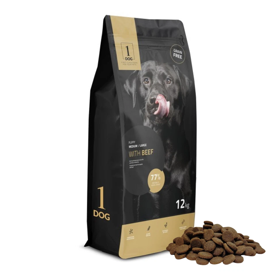 Welpenfutter Trockenfutter Hundefutter 12kg Welpe Getreidefrei mit Rind 1DOG - Bild 3 von 4