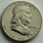 1958 50C Proof Franklin Silver Half Dollar - Gem BU - UNC