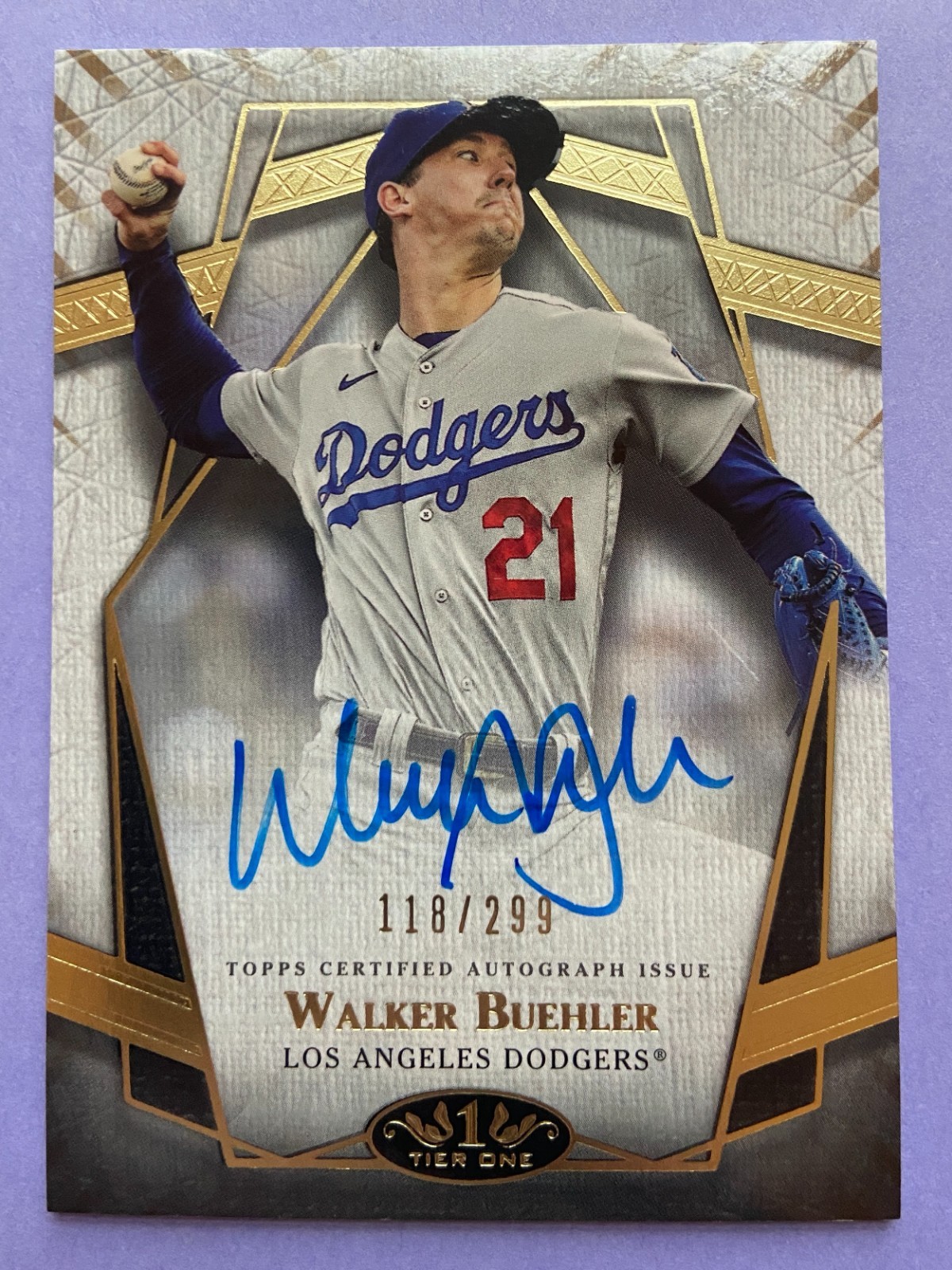 2022 Topps Tier One /299 Walker Buehler Prime Performers Auto #PPA-WB