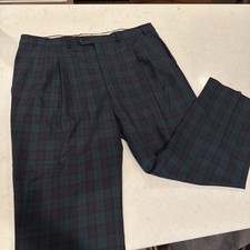 Men’s Vintage Berle Made In USA Blackwatch Plaid Dress Pants Size 42R Super 100s