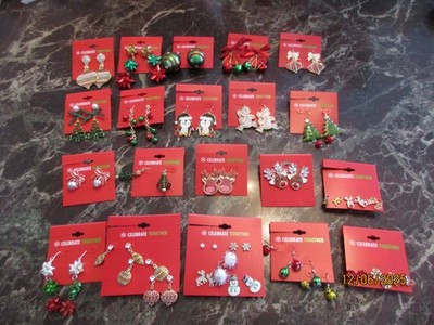Lot 20 Assorted Celebrate Together Christmas Holiday Earrings Xmas Earring Lot 9