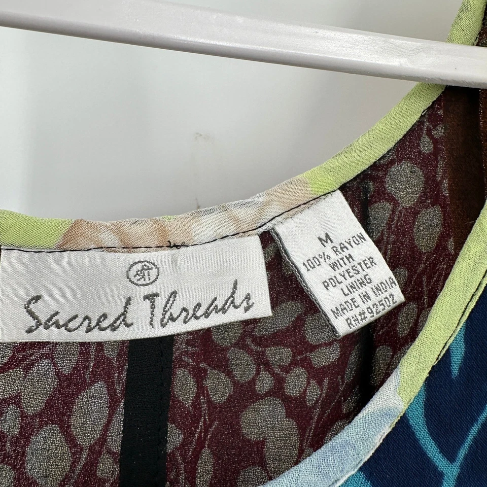 Sacred Threads Womens Boho Patchwork Dress Size M Colorful Artsy Lagenlook - Image 3 of 4