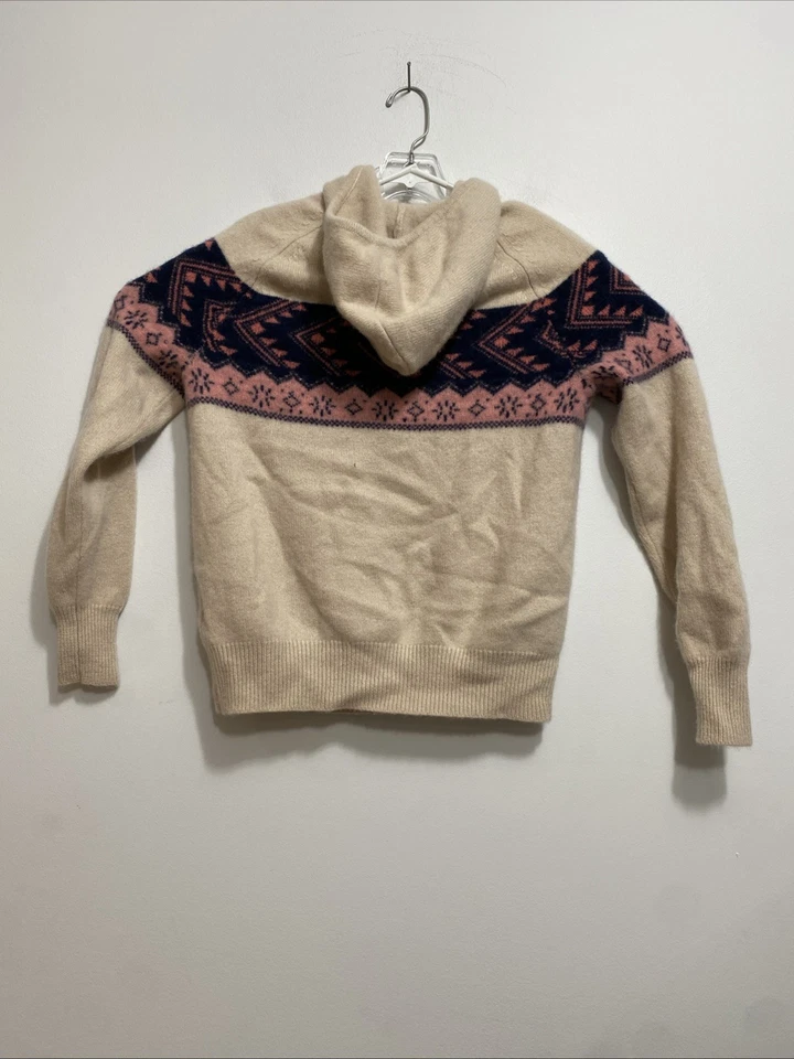 J. Suéter con Capucha Crew 100% Cachemira Para Mujer Talla Pequeña Beige Rosa Capucha Cálido Foto 2 de 4