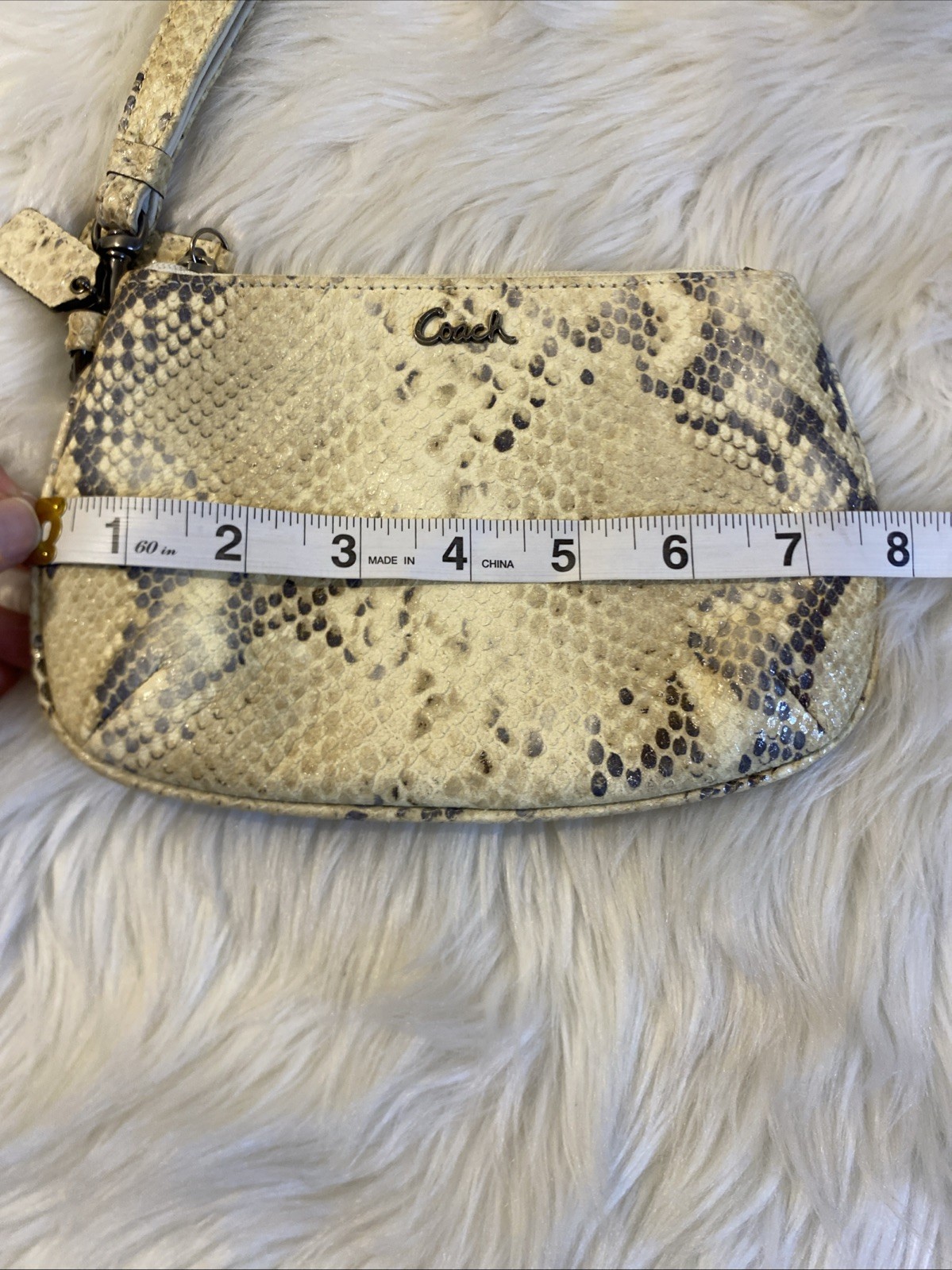 Coach Cream & Silver Colored Python Embossed Leat… - image 12