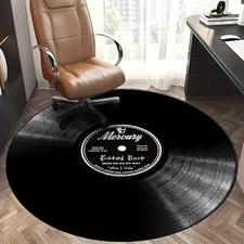 for MERCURY Retro Boat Vinyl Record Design Circular Area Mat - Machine Washable