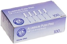 ADVANTUS Aluminum Head Push Pins, Steel 5/8-Inch Point, Silver, 100 per Box