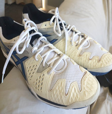 ASICS GEL RESOLUTION MENS WHITE/ BLUE TENNIS/ SNEAKER SHOES, SIZE 11.5