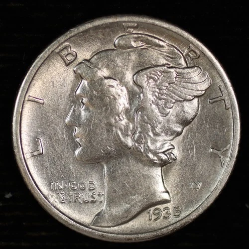 Mercury Dime. 1935 S. About Uncirculated. Lot # 9061-5-013