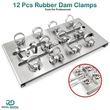 12 Pcs Endodontic Rubber Dam Clamps Dental Instruments With Stainless Steel Tray