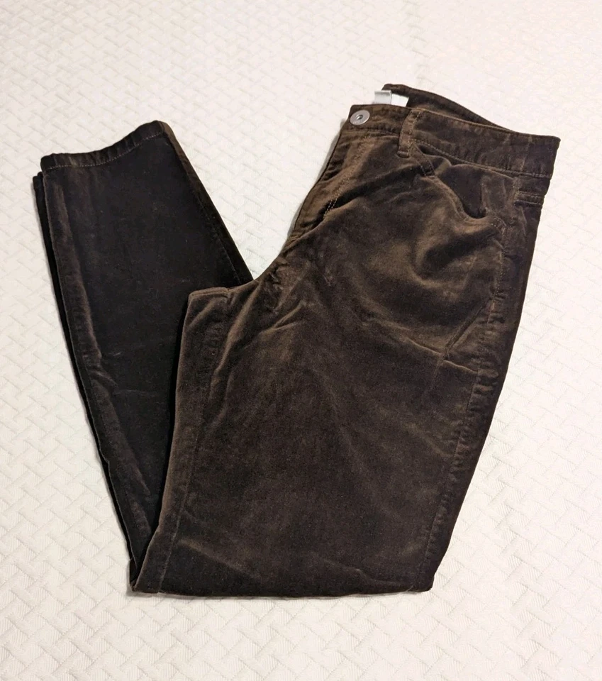 Pantalones de terciopelo marrón J. Jill para mujer talla 6 pequeños tiro medio bolsillos elásticos  Foto 3 de 4
