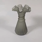 Vintage Fenton Dusty Gray Wheat Vase Ruffled Top 7.25" Tall