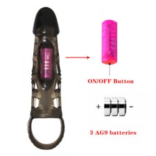 Vibrating Cock Penis Ring Sleeve Condom Sheath for Couple Men Sex Toy Enhancer