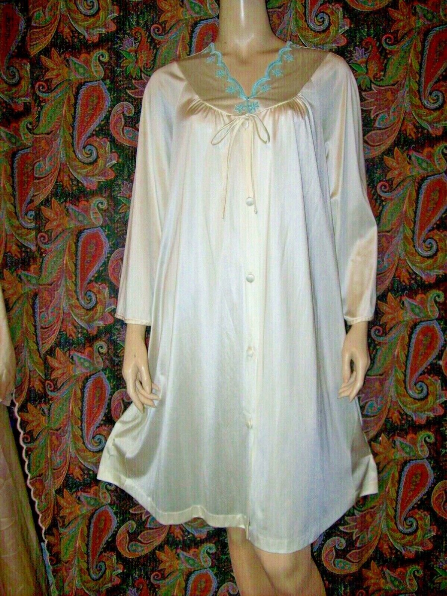 Nylon Nightgown Jcpenney Vanity Fair Nightgowns Vintage JCPenney USA Ivory  Nylon Tricot Button Front Robe Lingerie (M)