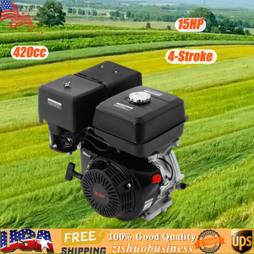 4-Stroke 420cc 15HP OHV Horizontal Shaft Gas Engine Recoil Start Go Kart Motor