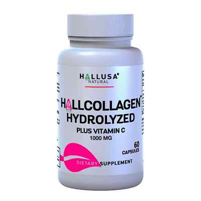 HallCollagen Hydrolyzed with Vitamin C - Collagen Peptides - 60cap | Pack of 2 .