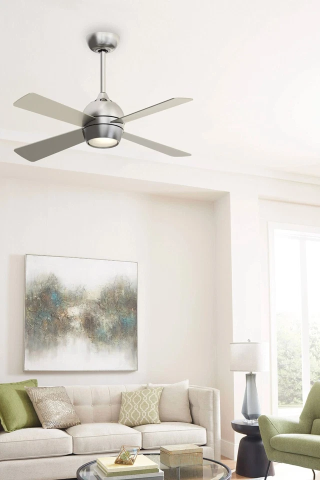 Kwad 44 in. Integrated LED Brushed Nickel Ceiling Fan with Opal Frosted Glass - Image 2 of 3