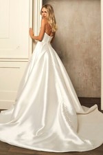 Sherri Hill 71018 Ivory Mikado Strapless Ballgown Bridal Wedding Dress Size 8
