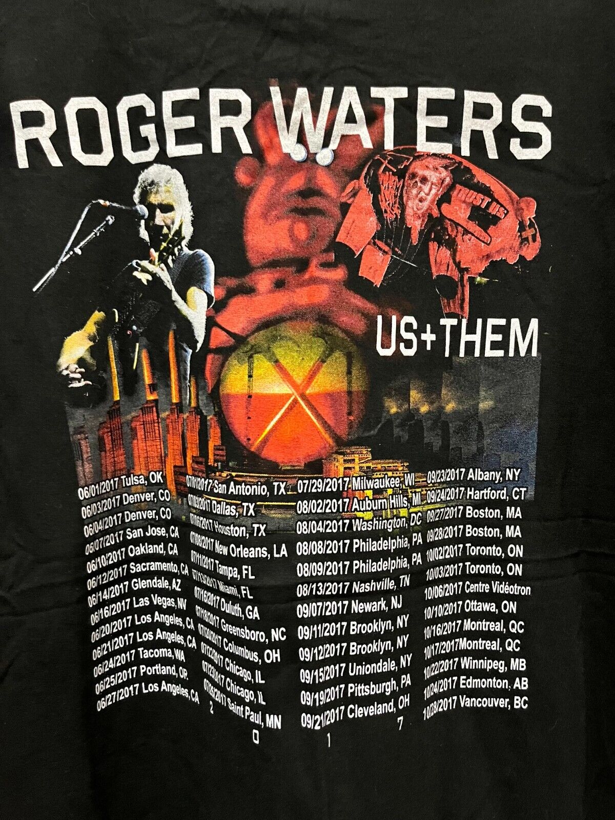 Roger Waters US and THEM 2017 Tour T shirt 2x - image 5