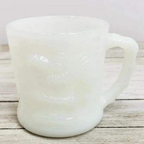 Vintage B C COMIC GROG Milk Glass Coffee Mug Cup JOHNNY HART FIRE KING