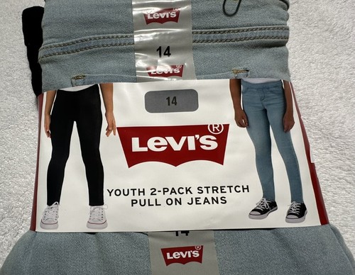 NWT Levi’s youth 2-pack stretch pull on light blue and black jeans jeggins Kenya - Picture 3 of 4