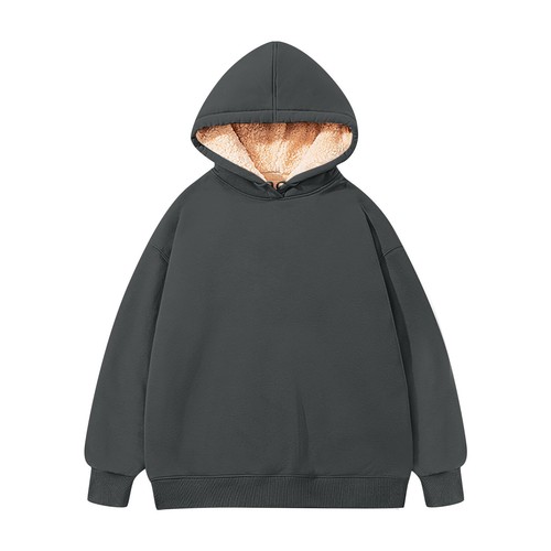 Boys' And Girls' Fleece Hoodie Autumn/Winter Medium Children's Solid Color Warm - Picture 4 of 30