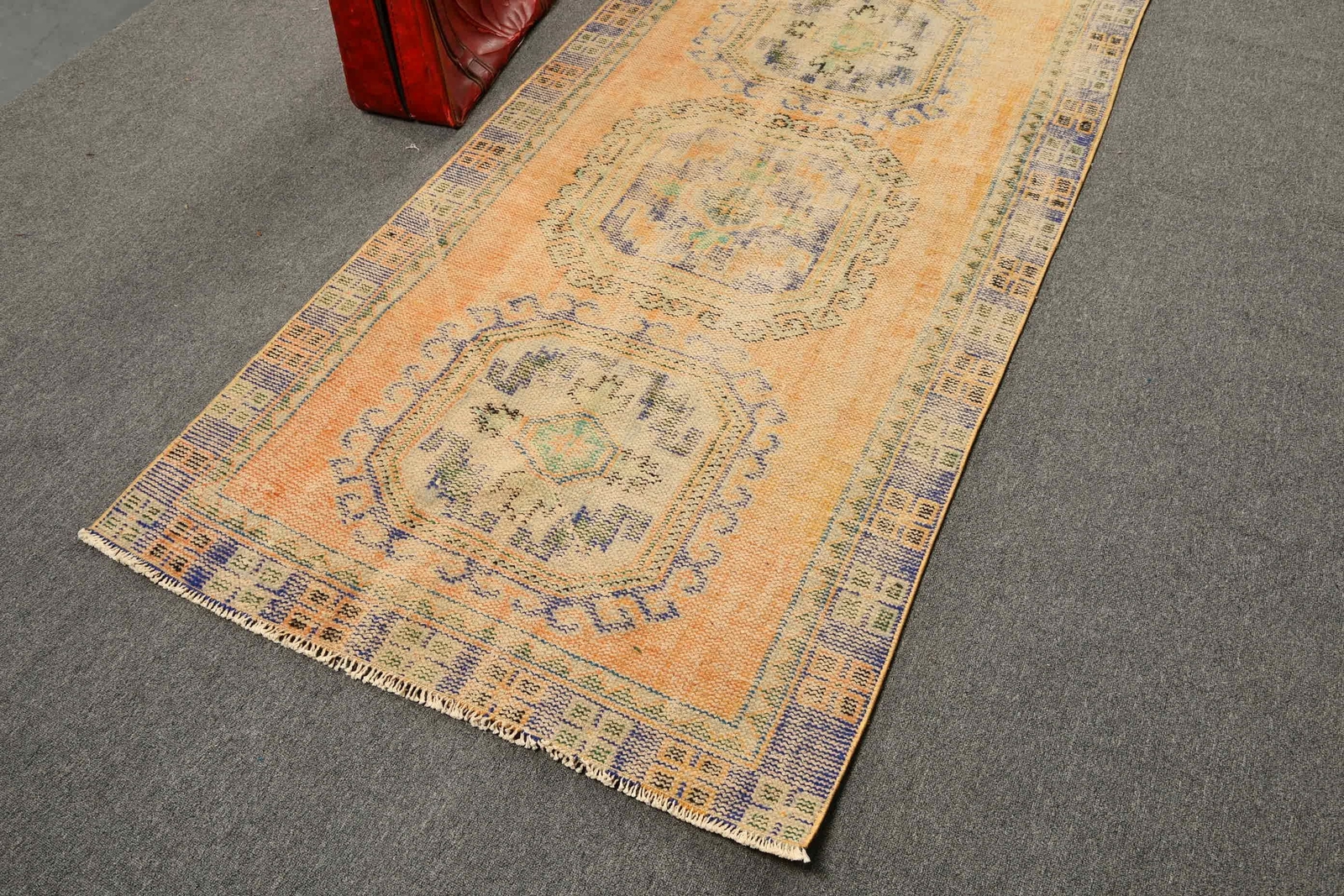 Turkish Rugs, Colorful Rugs, 3.6x10.7 ft Runner Rug, Oushak Rug, Vintage Rug
