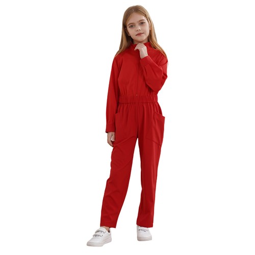 Kids Halloween Long Sleeve Coveralls Overalls Jumpsuit Flight Suit w/Pockets - Picture 13 of 62