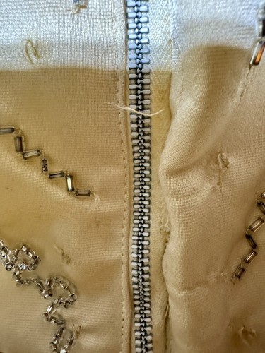 1950’s, 1960’s BEADED EVENING GOWN Vintage, Champagne Satin, Silver Beading.! - Picture 13 of 13