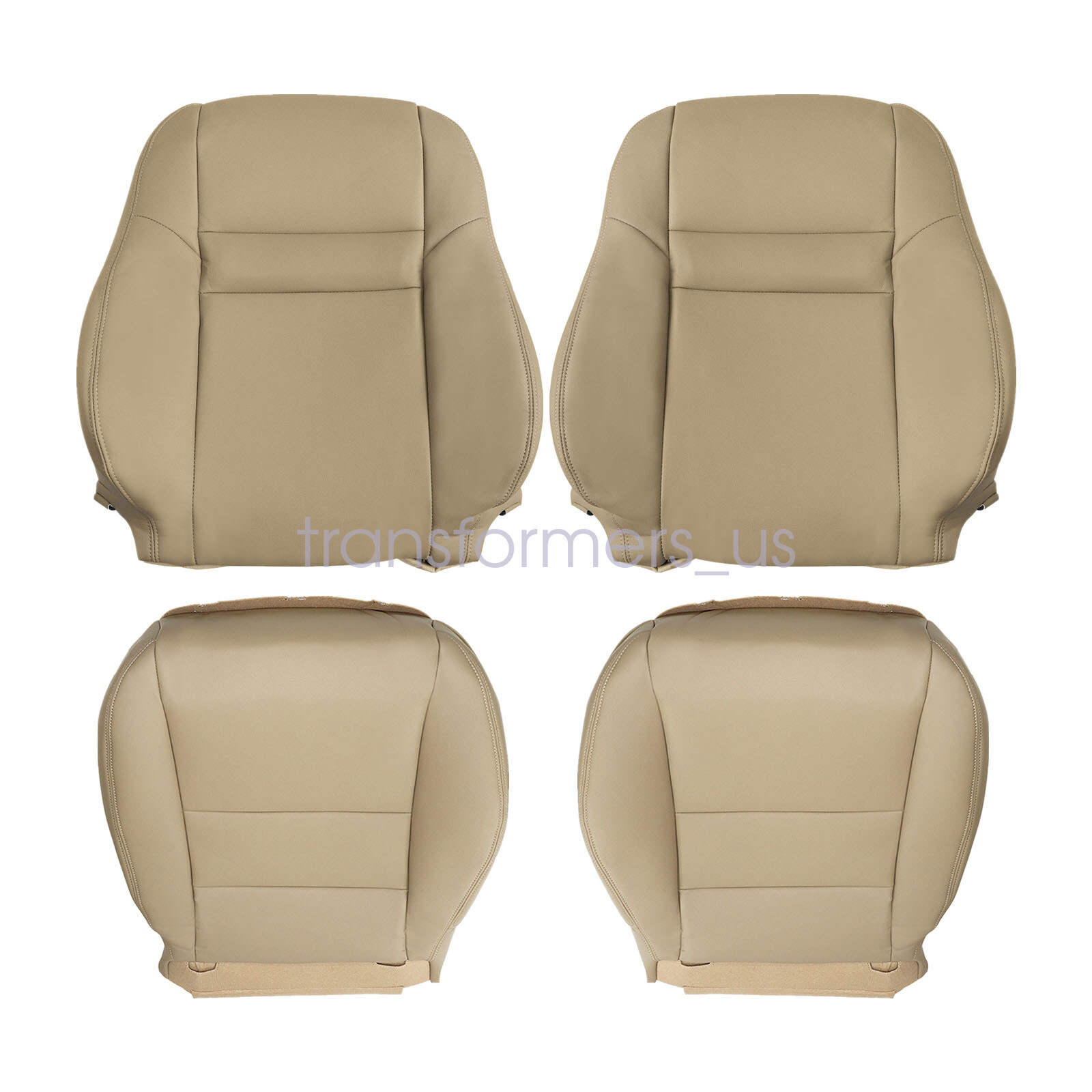 Both Side Bottom & Top Leather Seat Cover Tan For 2003-2007 Honda Accord
