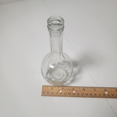 Lovely Vintage Clear Glass w/ Bubbles Cap Top Antique Bottle