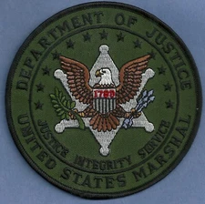 UNITED STATES MARSHAL SERVICE DOJ SHOULDER PATCH 4.5" GREEN