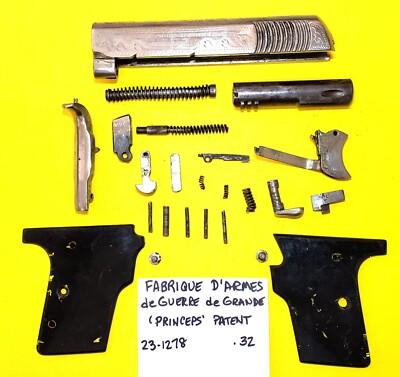 FABRIQUE D'ARMES de GUERRE de GRANDE ENGRAVED .32 ACP Slide Barrel GrIps Safety