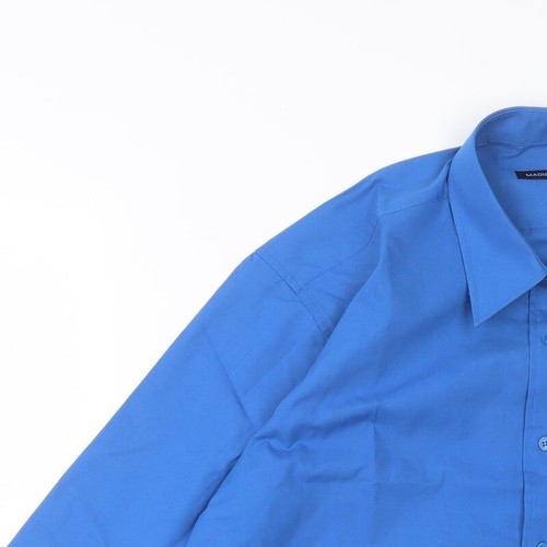 Madison Mens Blue Polyester blend Size 16.5 Collared - Picture 5 of 12