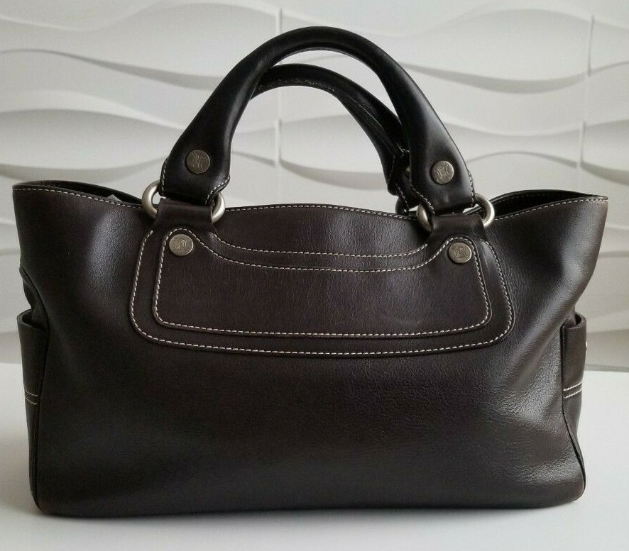 Authentic vintage CELINE Boogie Bag brown leather tote bag