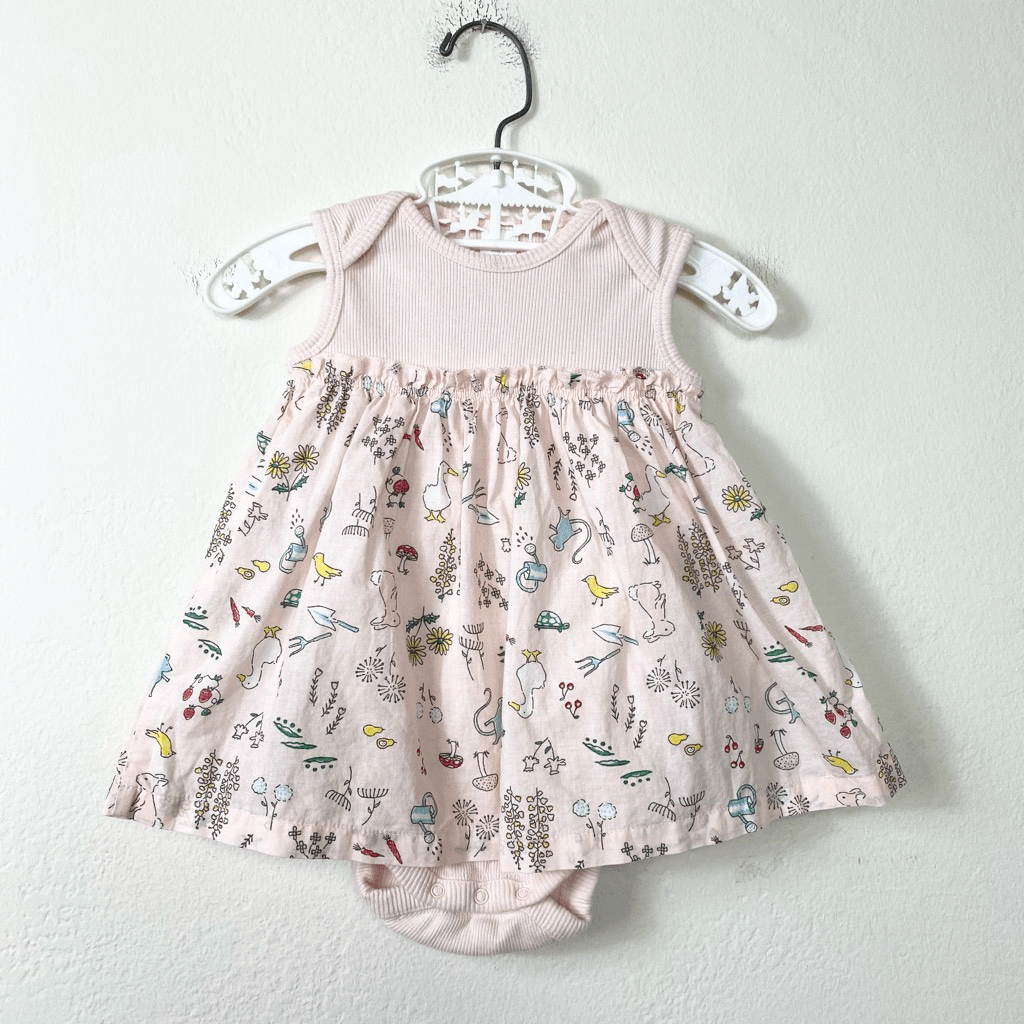 Nordstrom Baby Girl's Light Pink Garden Animal Themed Dress One