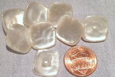 8 Square Pearlized Dusty Cream Plastic Shank Buttons Just Over 5/8" 16.2mm 7712