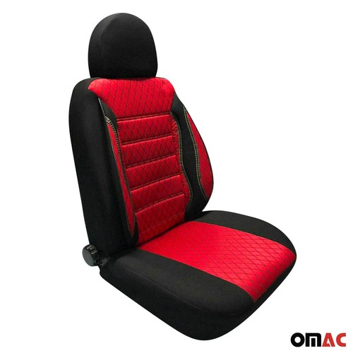 Front Car Seat Covers Protector for Mercedes Polycotton Black Red 2Pcs - 第 7/10 張圖片