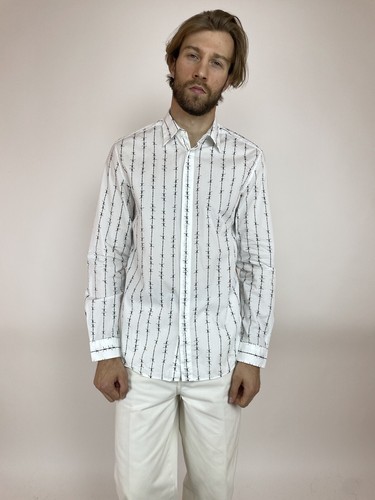 DIESEL White Shirt long sleeve Barbed wire print Mens size XL - Picture 10 of 17