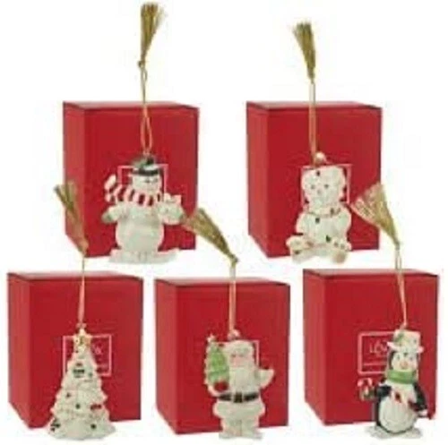 Set of 5 Lenox Merry Little Porcelain Ornaments - New in Box
