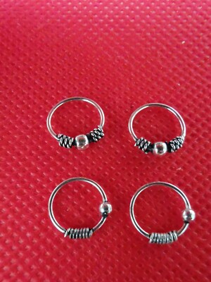 STERLING SILBER 925 2 PAAR SCHÖNE DESIGN CREOLEN FÜR VERSCHIEDENE PIERCINGS l76K10
