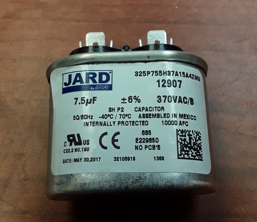 公式写真Ｃ JARD 12907 Motor Run Capacitor 7.5 MFD 370VAC | eBay