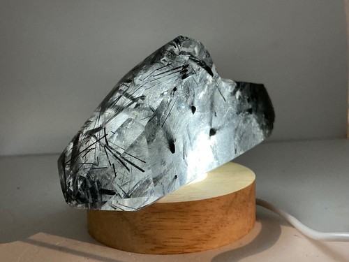 Rutilo Turmalina Cuarzo Negro Cuarzo Rutilado Cristal 589g Base de Luz - Imagen 11 de 13