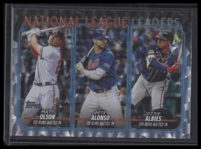 2024 Topps - League Leaders Silver Cracked Foil #293 Alonso, Albies, Olson