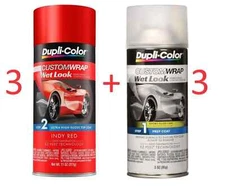 6pk Dupli-Color  Custom Wrap Wet Look - Step 1 Prep / Step 2 Indy Red New Sealed
