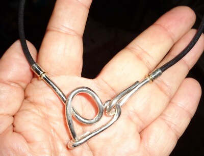 VINTAGE  18KT GOLD  OTC STERLING SILVER NECKLACE CHOKER HEART DESIGN NR