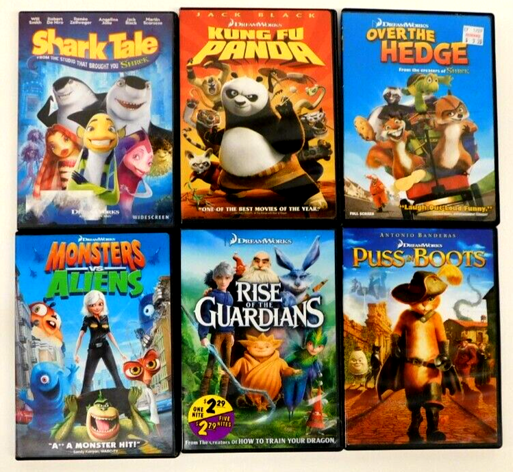 Lot x6 DVD Dreamworks Animated Kids Movies Kung Fu Panda Shark